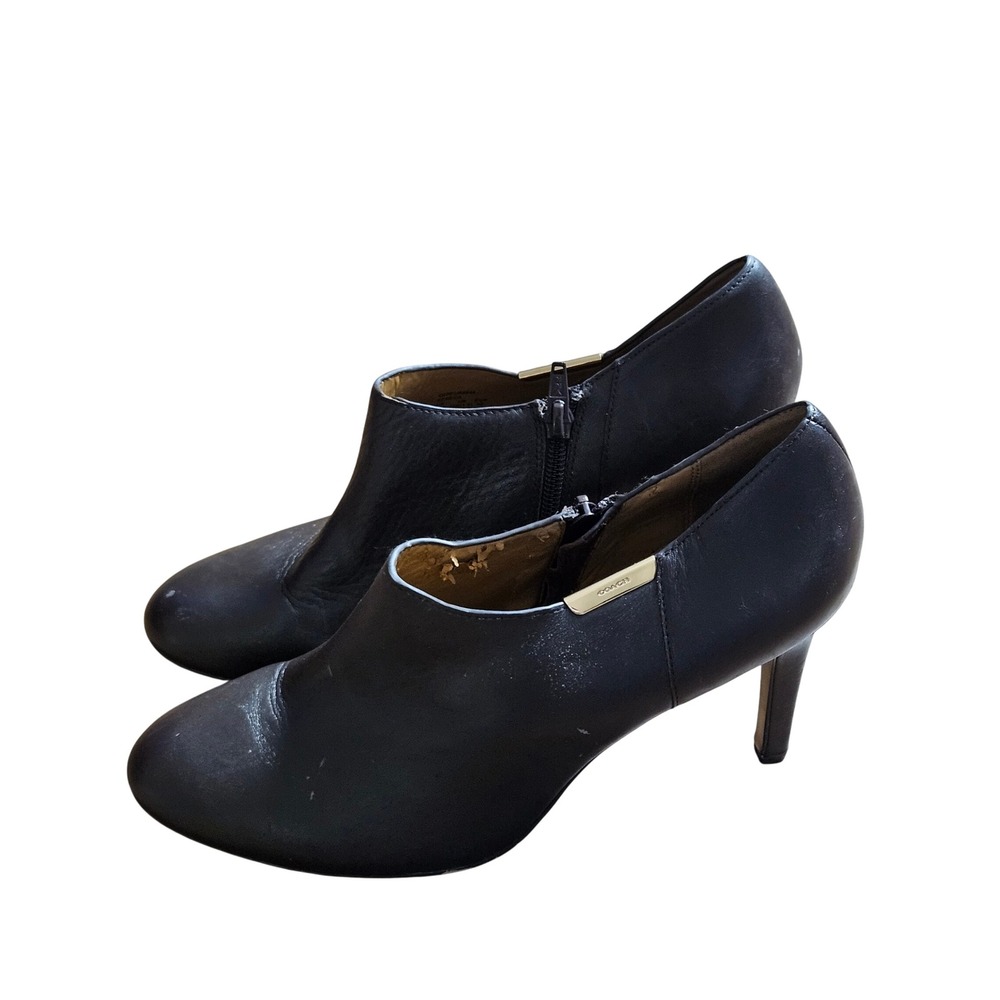 Coach Seneca Leather Ankle Booties Shooties 10 B Stiletto Heels Zipper Chic